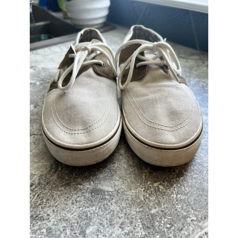Tommy Bahama Men's Canvas Boat Shoes Beige Tan Casual Sneakers Size 11.5D